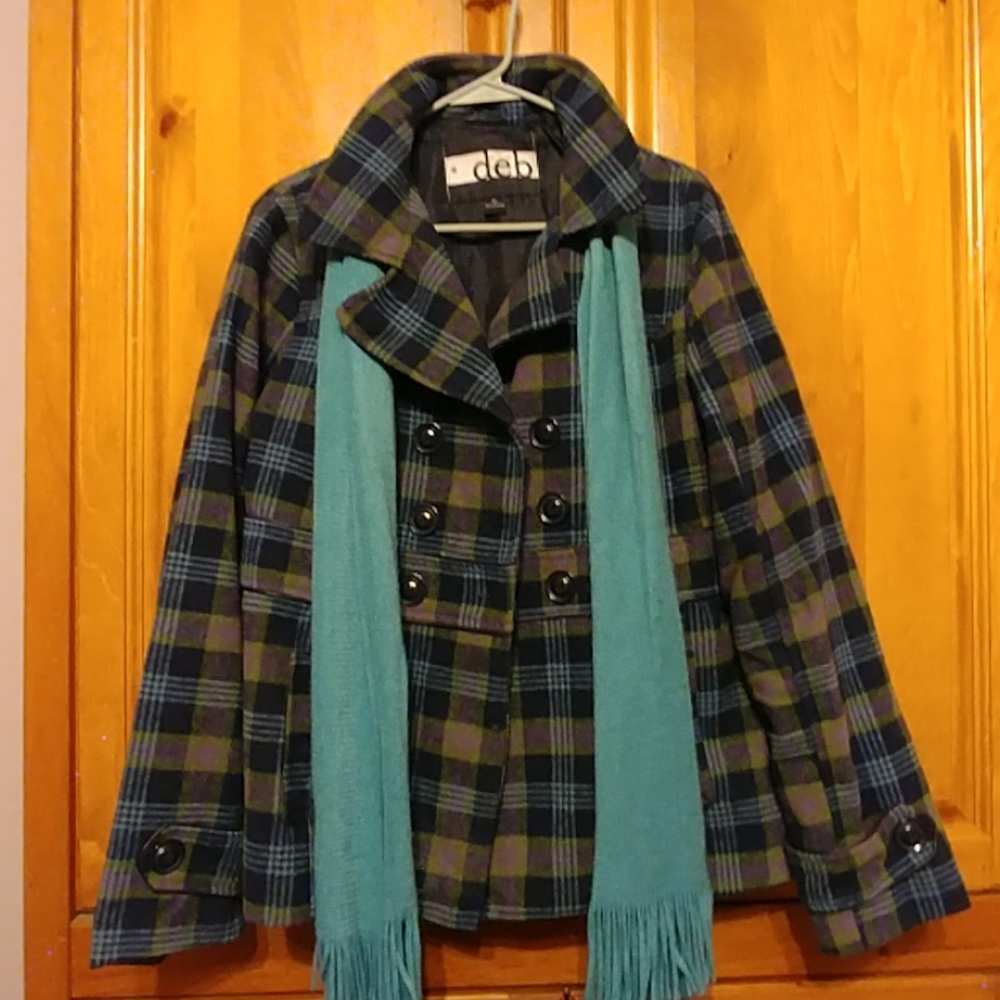 Plaid double breasted winter coat